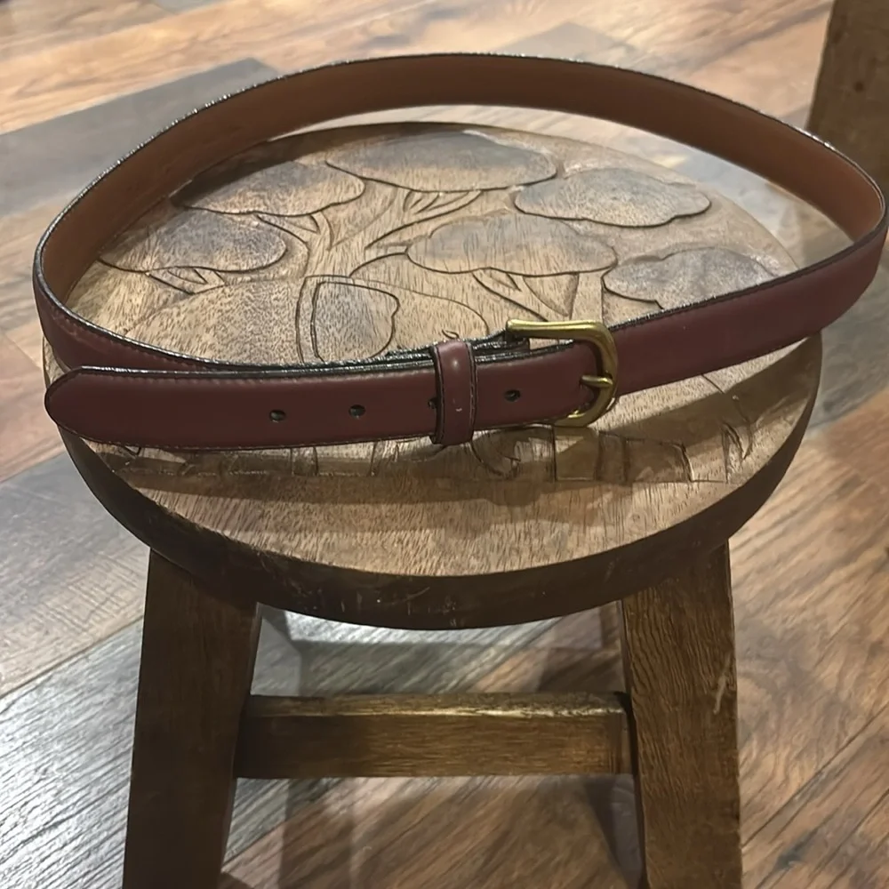 Vintage LL. Bean Classic Brown Leather Belt with Solid Brass Buckle Size  38